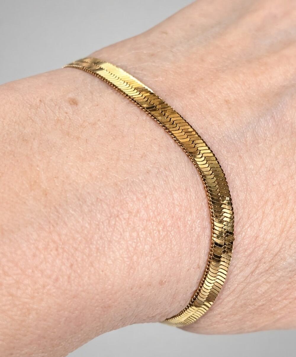 Vintage Premier Designs ‘Liquid Gold’-tone Bracelet‎ 7” x 5mm Designer gbr-32